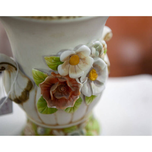 Vaso in Ceramica Bianco con Fiori - 24222